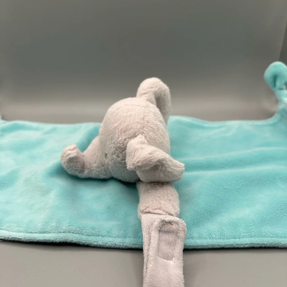 Carter’s Plush Elephant Lovey Security‎ Blanket Rattle Blue Long Rectangle Knots